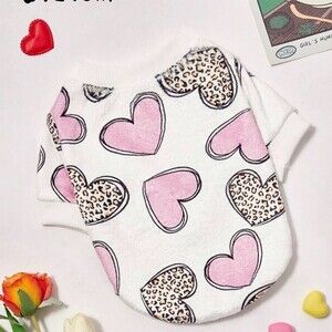 PETSIN Dog Sweatshirt Small Pink Hearts Leopard Print